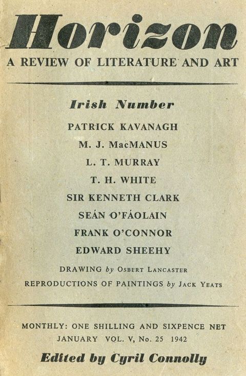 Periodical cover. Artists are listed under a heading, “Irish Number”, and include Patrick Kavanagh, M.J. MacManus, L.T. Murray, T.H. White, Sir Kenneth Clark, Seán O’Fáolain, Frank O'Connor, and Edward Sheehy.